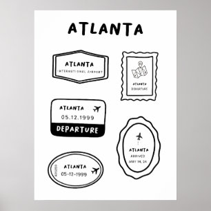 Atlanta - Travel Stamp Collection   Minimalist Poster