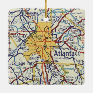Atlanta Vintage Map Ceramic Ornament