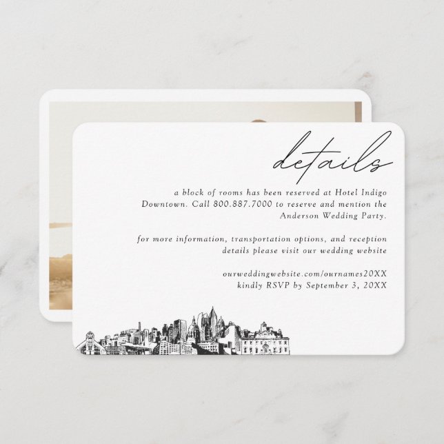 Atlanta Wedding Hotel Room Block Details Enclosure Card (Front/Back)