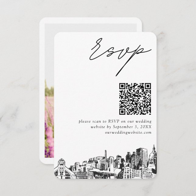 Atlanta Wedding RSVP QR Code Small Enclosure Card (Front/Back)