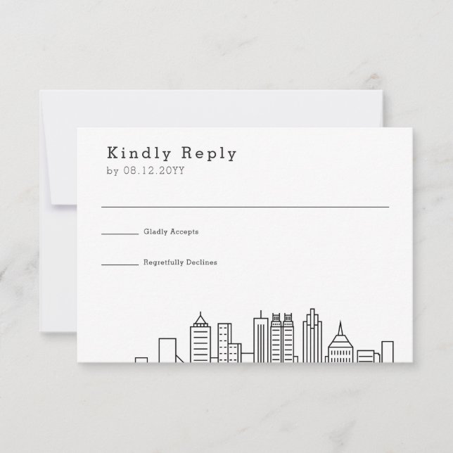 Atlanta Wedding | Stylised Skyline RSVP Card (Front)