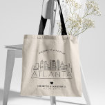 Atlanta Wedding | Stylised Skyline Tote Bag<br><div class="desc">A unique wedding tote bag for a wedding taking place in the beautiful city of Atlanta,  Georgia.  This tote features a stylised illustration of the city's unique skyline with its name underneath.  This is followed by your wedding day information in a matching open lined style.</div>