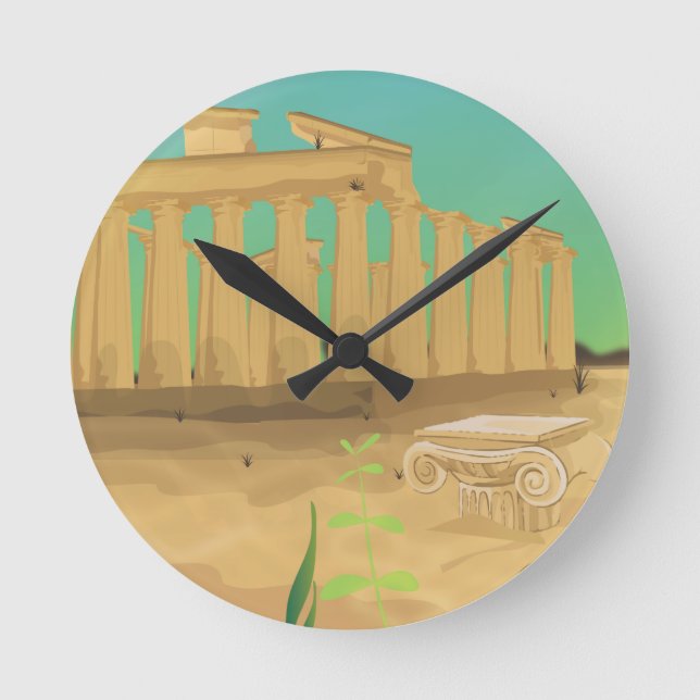 Atlantas cartoon landscape round clock (Front)