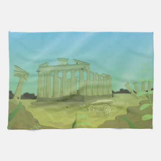 Atlantas cartoon landscape tea towel