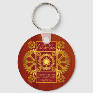 Atlantean Steamworks - Gold & Red on Cherrywood Key Ring
