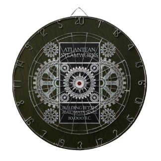 Atlantean Steamworks - Silver on Black & Green Dartboard