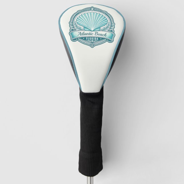 Atlantic Beach FL Coastal Seashell Emblem Golf Head Cover (Front)