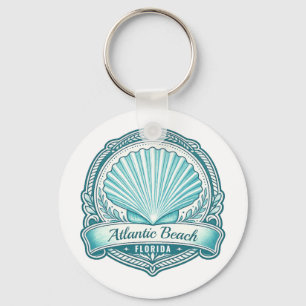 Atlantic Beach FL Coastal Seashell Emblem Key Ring