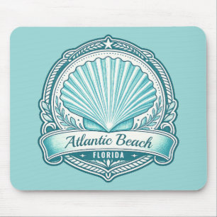 Atlantic Beach FL Coastal Seashell Emblem Mouse Mat