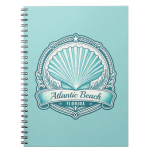 Atlantic Beach FL Coastal Seashell Emblem Notebook