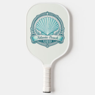 Atlantic Beach FL Coastal Seashell Emblem Pickleball Paddle