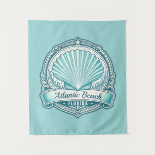 Atlantic Beach FL Coastal Seashell Emblem Tapestry