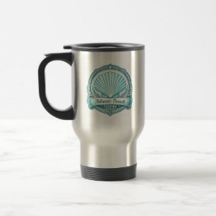 Atlantic Beach FL Coastal Seashell Emblem Travel Mug