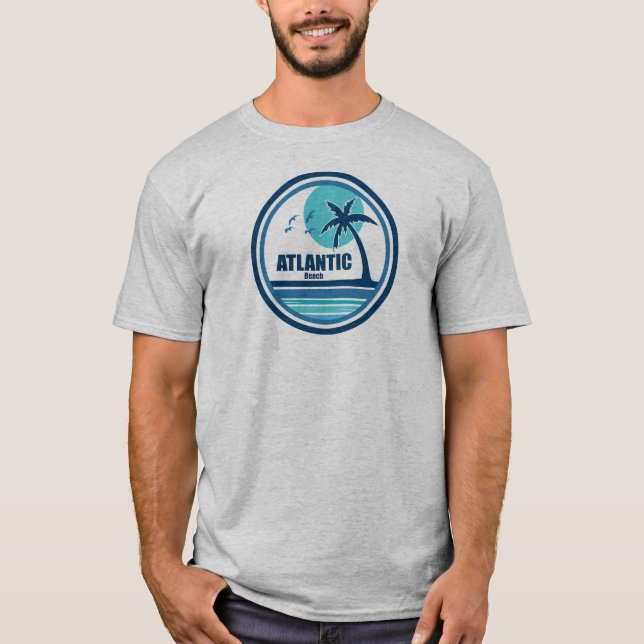 Atlantic Beach North Carolina Palm Tree Birds T-Shirt (Front)