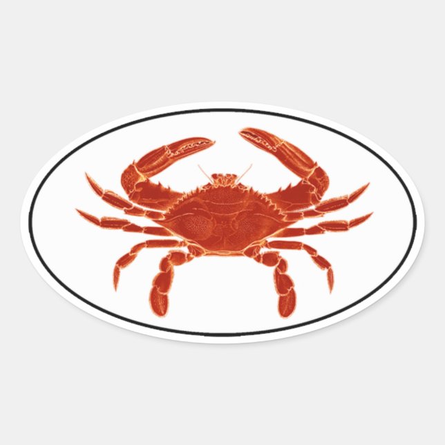 Atlantic Blue Crab Euro Style Oval Sticker Logo (Front)