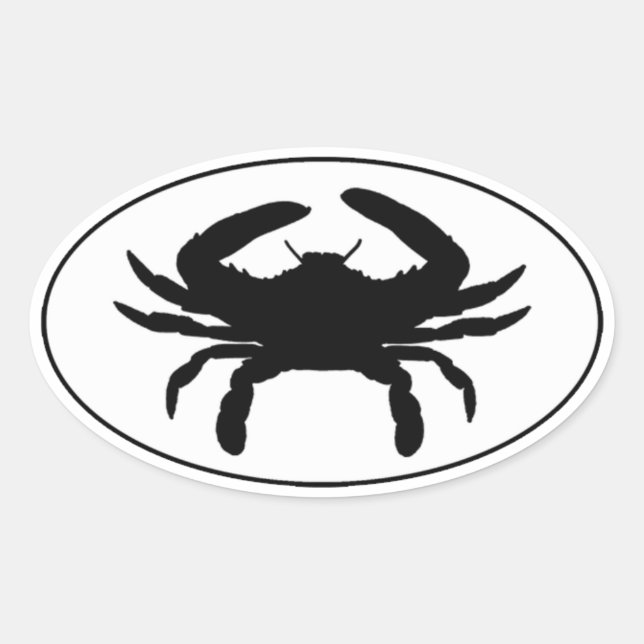 Atlantic Blue Crab Euro Style Oval Sticker Logo (Front)