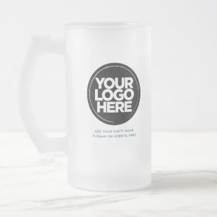 Atlantic Blue Logo and Text Frosted Glass Beer Mug