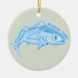 Atlantic bluefin tuna ceramic tree decoration