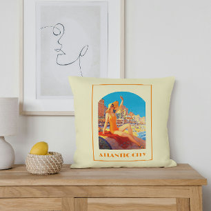 Atlantic City 1930s Pin-up Retro Vintage Travel Cushion