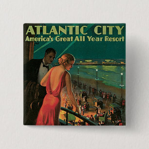 Atlantic City ~ All Year Resort 15 Cm Square Badge