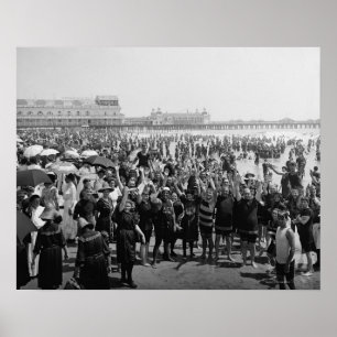 Atlantic City Beach, 1910. Vintage Photo Poster
