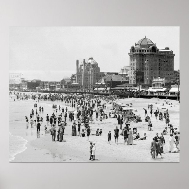 Atlantic City Beach, 1910. Vintage Summer Photo Poster (Front)