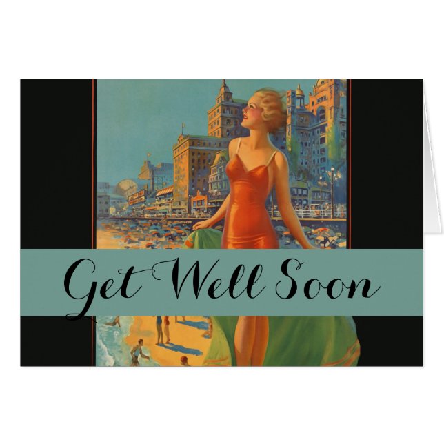 Atlantic City Beach Beauty Vintage Artwork (Front Horizontal)