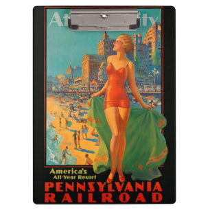 Atlantic City Beach Beauty Vintage Artwork Clipboard