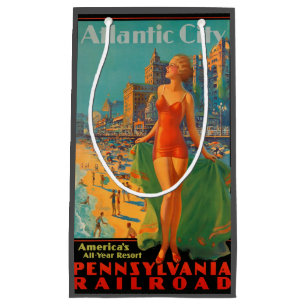 Atlantic City Beach Beauty Vintage Artwork Small Gift Bag
