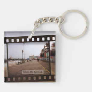 Atlantic City Beach Boardwalk on Film Key Ring