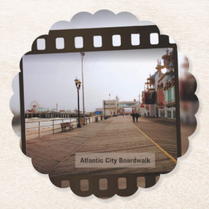 Atlantic City Beach Boardwalk on Film Paper Coaster