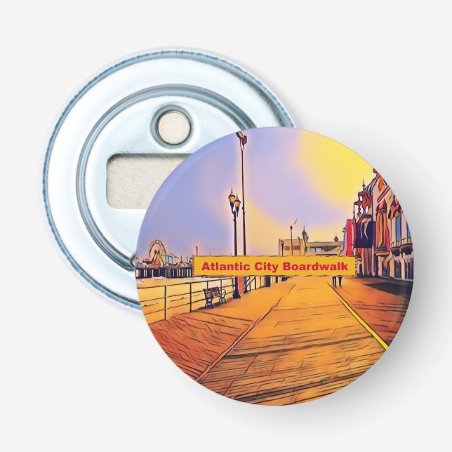 Atlantic City Beach Boardwalk Pop Art Bottle Opener (Front)