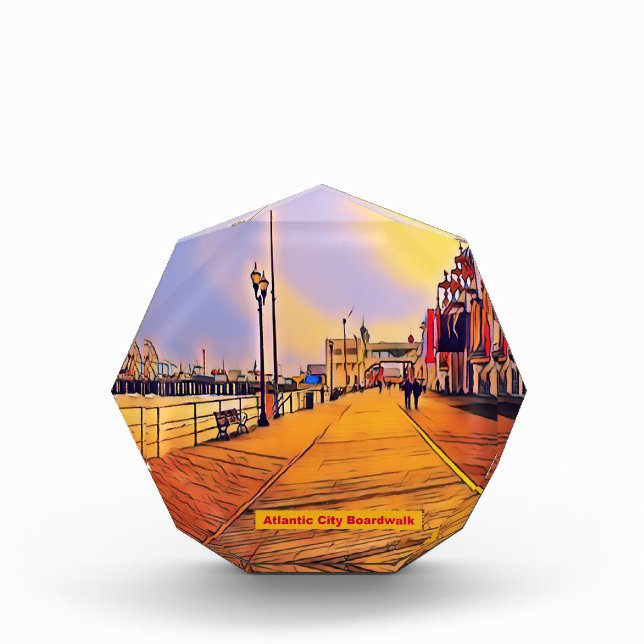 Atlantic City Beach Boardwalk Pop Art Photo Block (Front)