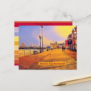 Atlantic City Beach Boardwalk Pop Art Postcard