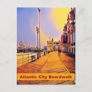Atlantic City Beach Boardwalk Pop Art Postcard