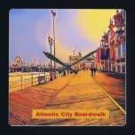 Atlantic City Beach Boardwalk Pop Art Square Wall Clock<br><div class="desc">Atlantic City Beach Boardwalk Pop Art Even though I was born in NJ, many years ago, lol, Memorial Day weekend 2010 was my first visit to the famous Atlantic City. I experienced many different emotions riding down White Horse Pike, Absecon, NJ towards Atlantic City; excitement at seeing the Jersey Atlantic...</div>