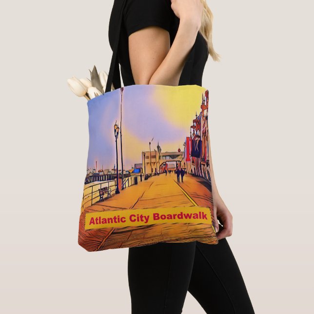 Atlantic City Beach Boardwalk Pop Art Tote Bag (Close Up)