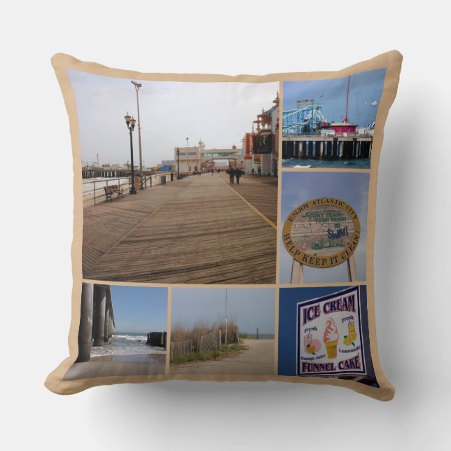 Atlantic City Beach - Photo Collage Cushion (Front)