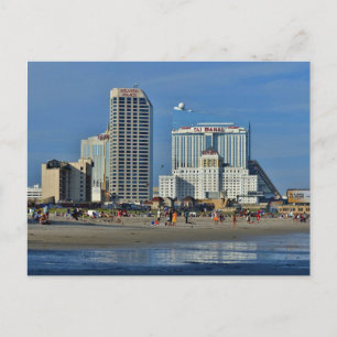 Atlantic City Beach With Casino Postcard