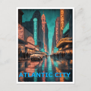 Atlantic City Colourful Graphic Design Postcard