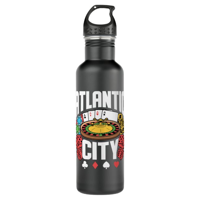Atlantic City New Jersey Casino Gambling 710 Ml Water Bottle (Front)