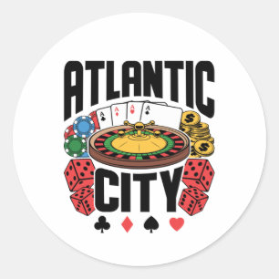 Atlantic City New Jersey Casino Gambling Classic Round Sticker