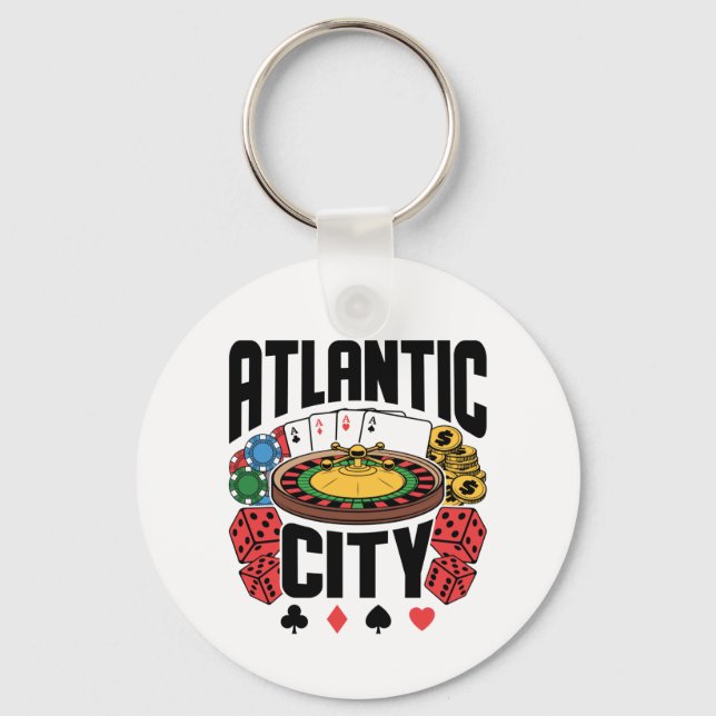 Atlantic City New Jersey Casino Gambling Key Ring (Front)
