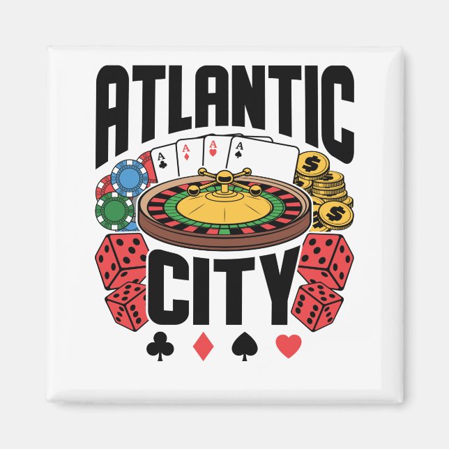 Atlantic City New Jersey Casino Gambling Magnet (Front)