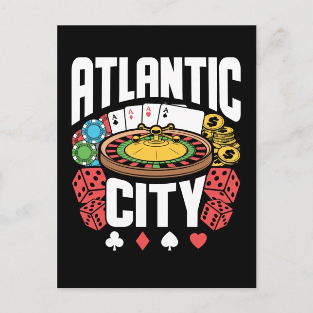 Atlantic City New Jersey Casino Gambling Postcard (Front)