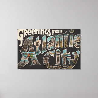 Atlantic City, New Jersey - Large Letter Scenes 3 Canvas Print