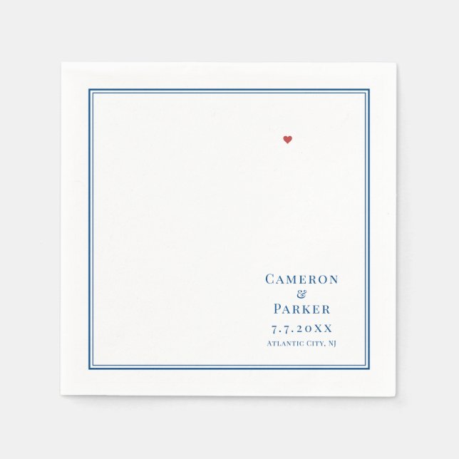 Atlantic City New Jersey Map Elegant Wedding Napkin (Front)