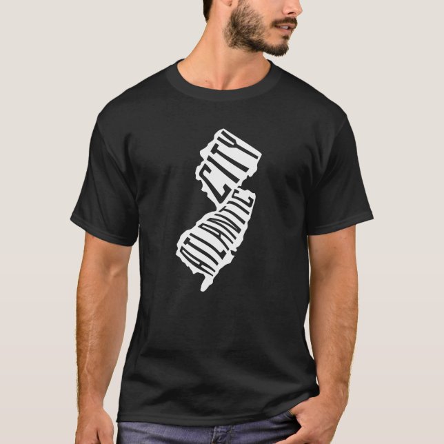 Atlantic City, New Jersey Map Outline - USA Travel T-Shirt (Front)