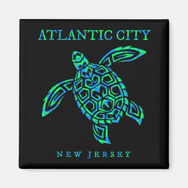 Atlantic City New Jersey Sea Turtle Boys Girls Tod Magnet (Front)
