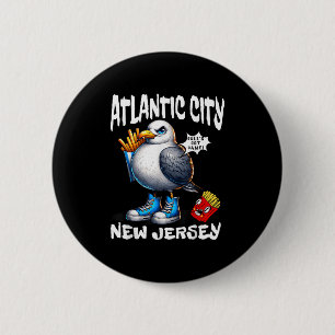 Atlantic City New Jersey Seagull French Fries Funn 6 Cm Round Badge